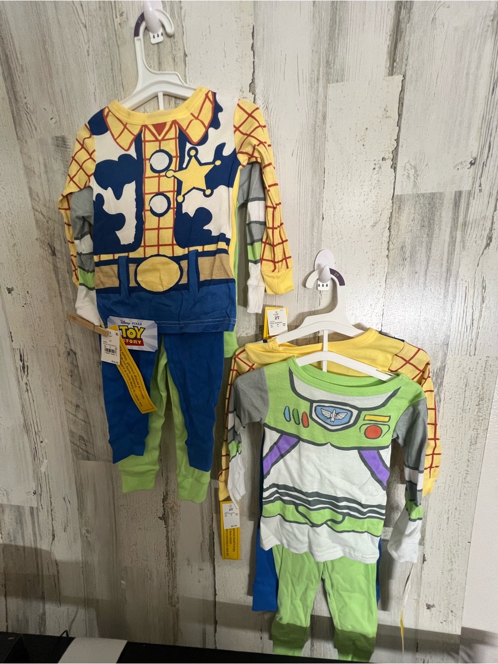 Disney Pixar Kids Buzz Lightyear Space Ranger & Cowboy Woody Pajama Set NWT Sz2T